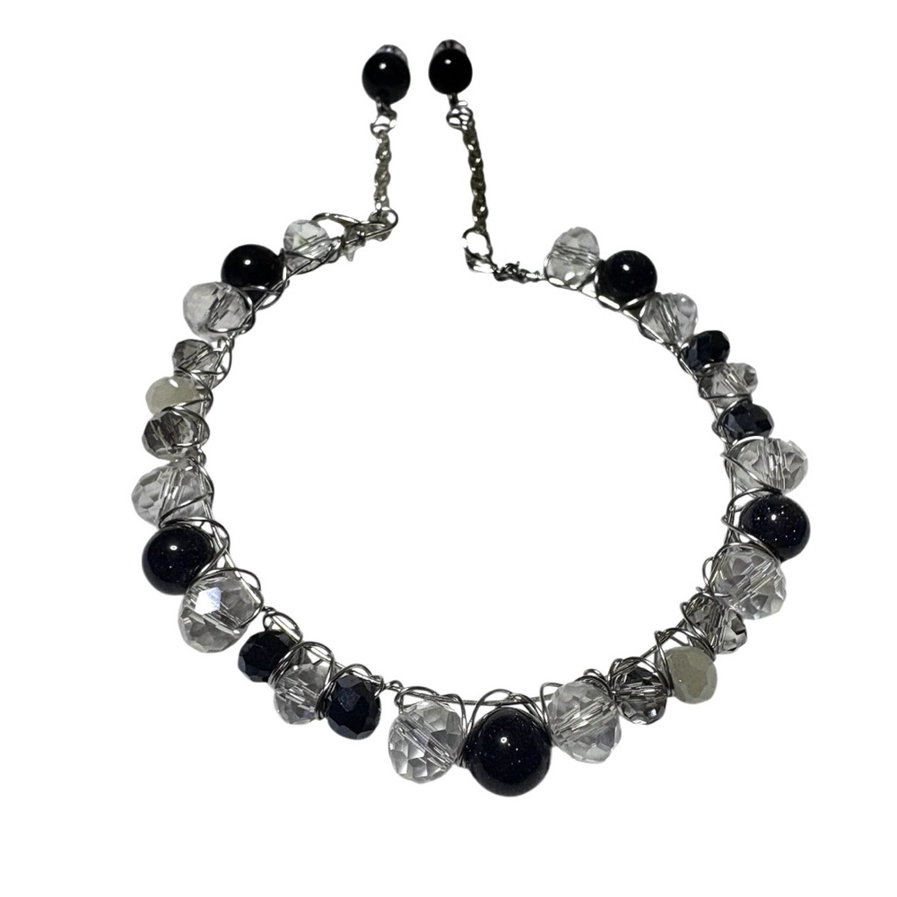 Bracelet with Blue Goldstone and Austrian Crystals Hand Wired - Picture 5 of 8